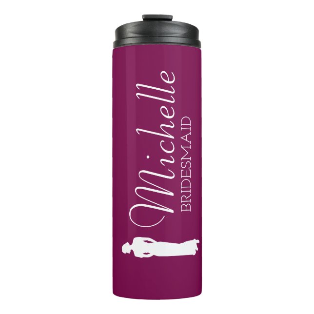 Personalisierte Bridesmaid in Rosa Thermosbecher (Vorderseite)
