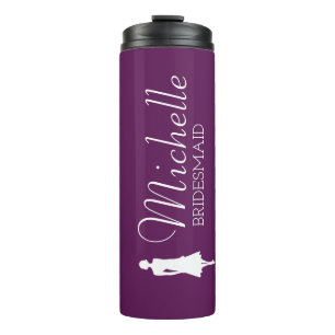 Personalisierte Bridesmaid in Rosa Thermosbecher