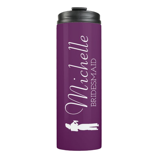Personalisierte Bridesmaid in Rosa Thermosbecher (Vorderseite)