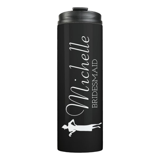 Personalisierte Bridesmaid in Rosa Thermosbecher (Vorderseite)