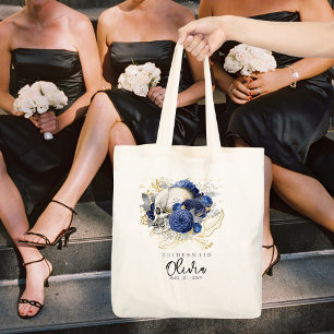 Personalisierte Bridesmaid Tasche Gothic Skull Blu