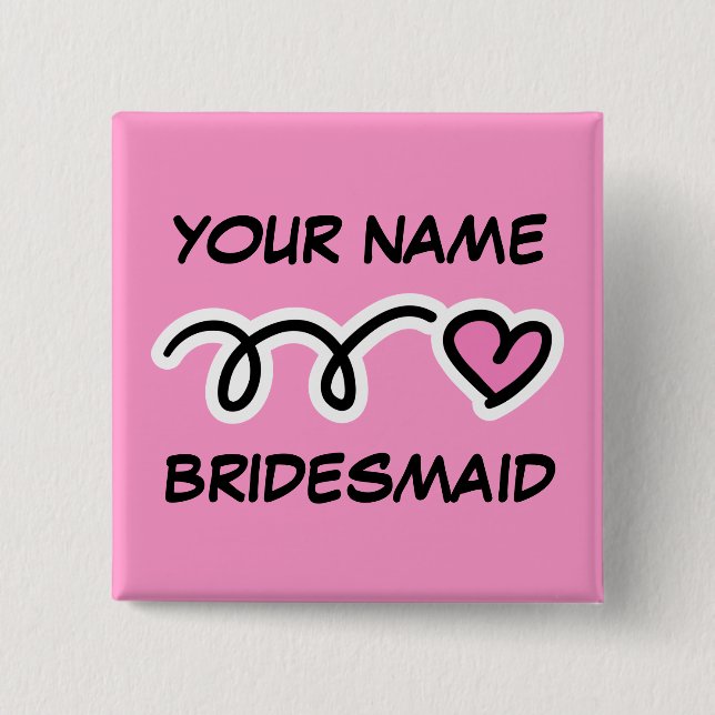 Personalisierte Bridesmaid-Tasten mit Niedlichem H Button (Vorderseite)