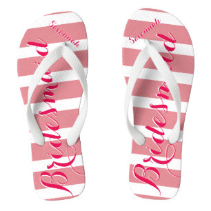 Personalisierte Bridmaid-Rosa oder Farbstreifen Flip Flops