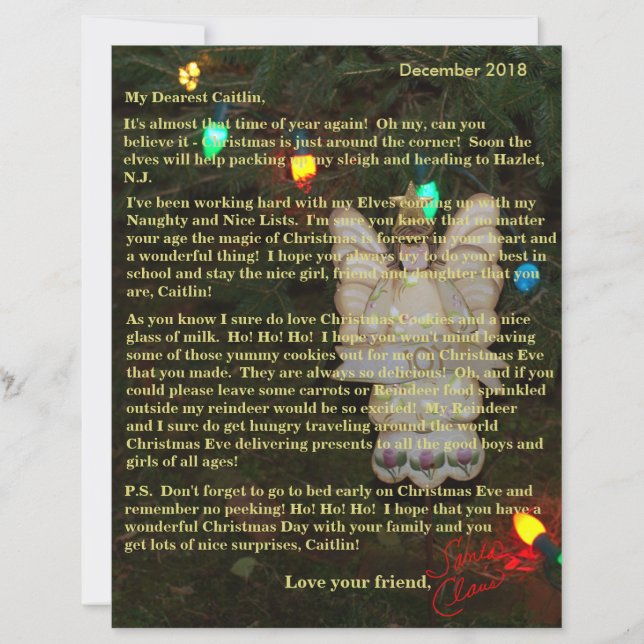 Personalisierte Briefe von Santa Angel Lights (Vorderseite)