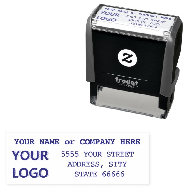 Personalisierte Briefmarke mit dem Logo "Adressnam Permastempel (Beispiel)