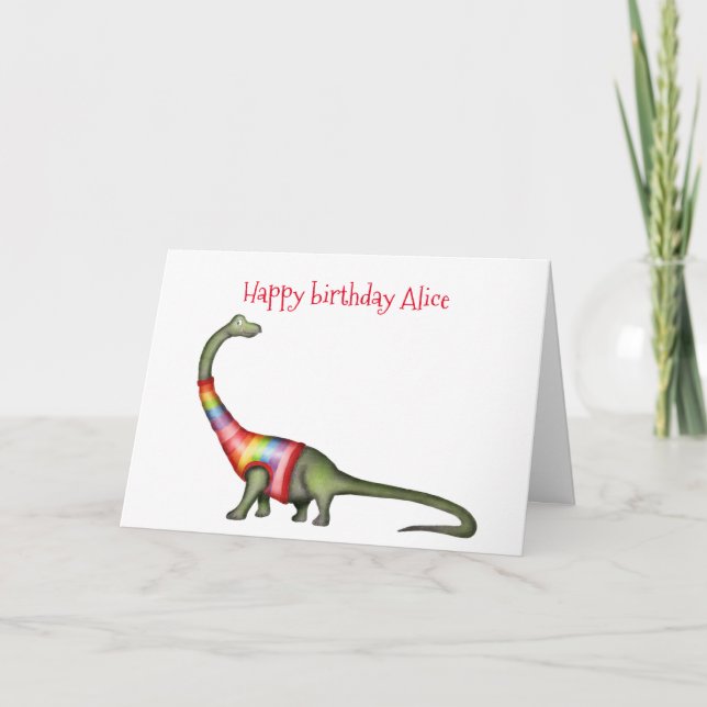 Personalisierte Brontosaurus-Geburtstagskarte Karte (Vorderseite)