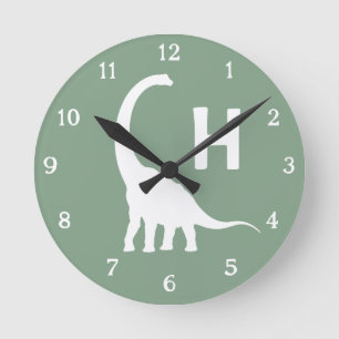 Personalisierte Brontosaurus-Kinder-Wanduhr Sage G Runde Wanduhr