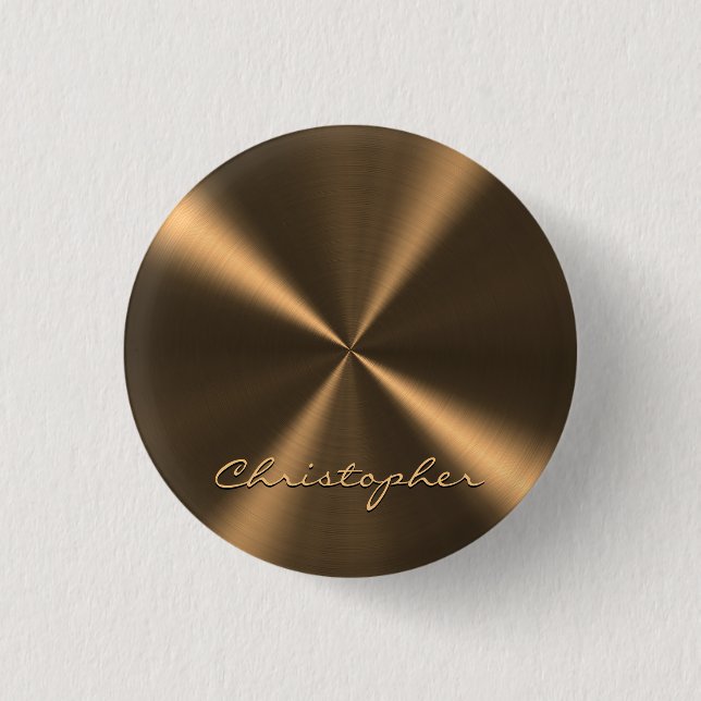 Personalisierte Bronze-Metallische Radialtextur Button (Vorderseite)