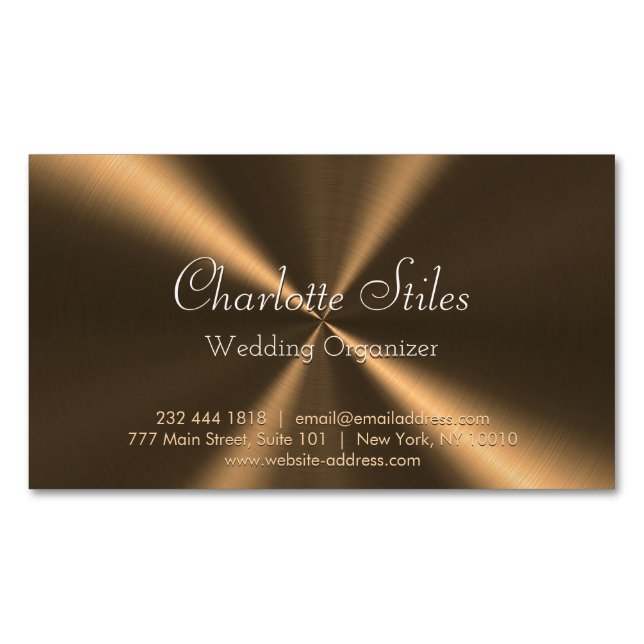 Personalisierte Bronze-Metallische Radialtextur Magnetische Visitenkarte (Vorderseite)