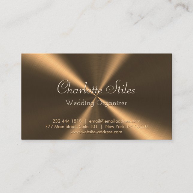 Personalisierte Bronze-Metallische Radialtextur Visitenkarte (Vorderseite)