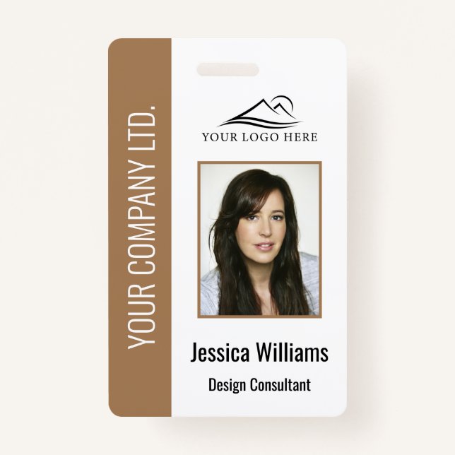Personalisierte Brown Corporate Employee Security  Ausweis (Vorderseite)