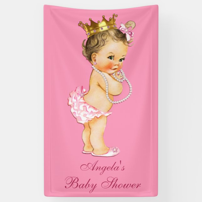 Personalisierte brünette kleine Dusche Banner (Vertikal)
