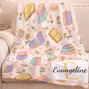 Personalisierte Buchmagie Pastell Mädchen Name Ros Fleecedecke