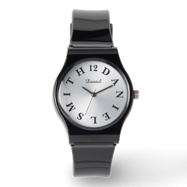 Personalisierte Buchstabenwahl Silver Gradient Armbanduhr (Vorderseite)