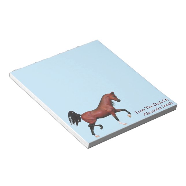 Personalisierte Bucht Trotting Arabian Horse Art N Notizblock (angewinkelt)