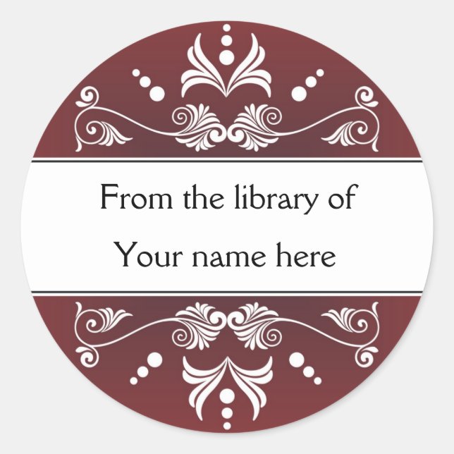 Personalisierte Buchzeichen - Farbige Schnörkel Runder Aufkleber (Vorderseite)