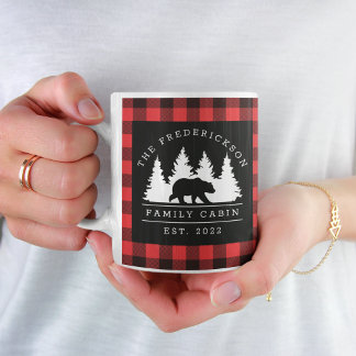 Personalisierte Büffalo Kariert Bärenwaldhütte Kaffeetasse