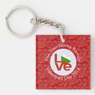 Personalisierte bulgarische rote LOVE-Flagge  Schlüsselanhänger