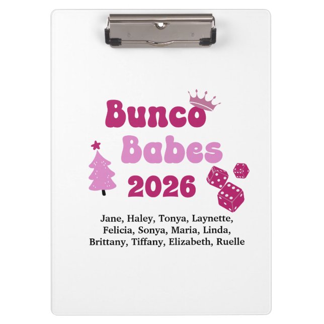 Personalisierte Bunco-Babe  Klemmbrett (Vorderseite)