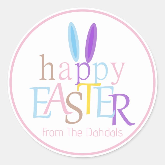 Personalisierte Bunny Oars Happy Oaster Cotton Can Runder Aufkleber (Vorderseite)