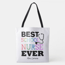 Personalisierte bunte beste Schulkrankenschwester Tasche