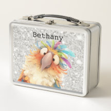 Personalisierte Bunte Papagei Glitter Lunchbox