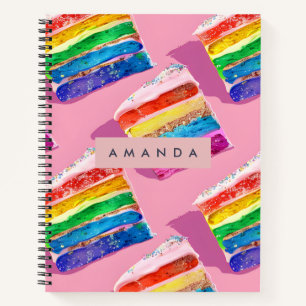 Personalisierte bunte Regenbogentorte-Schnitte Notizbuch