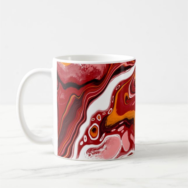 Personalisierte Burgund White Digital Fluid Art Kaffeetasse (Links)