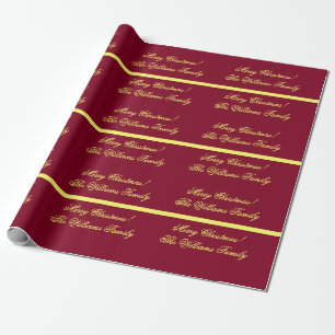 Personalisierte Burgunder-Gold-Weihnachtsgeschenke Geschenkpapier