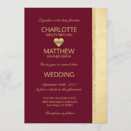 Personalisierte Burgunder-GoldHochzeit im Einladung
