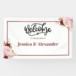 Personalisierte Burgundy Floral Wedding Banner