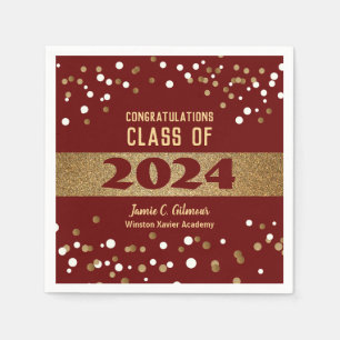 Personalisierte Burgundy Red Class 2024 Abschluss Serviette