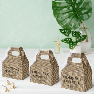 Personalisierte Burlap Nature Fevor Boxen - Rustik Geschenkschachtel