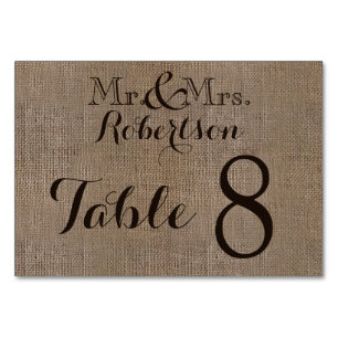 Personalisierte Burlap Rustic Wedding Tischnummer