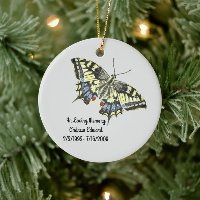 Personalisierte Butterfly-Gedenkstätte Keramik Ornament (Baum)