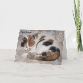 Personalisierte Calico-Katze hat zum Geburtstag ei Karte