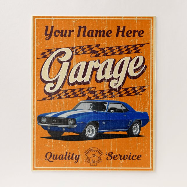 Personalisierte Camaro Garage in Orange (Vertikal)