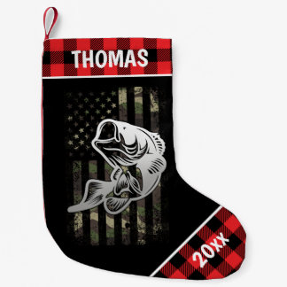 Personalisierte Camouflage Flaggenflagge Bass Fisc Kleiner Weihnachtsstrumpf
