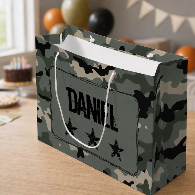 Personalisierte Camouflage Große Geschenktüte (Personalized Military Gift Bag)