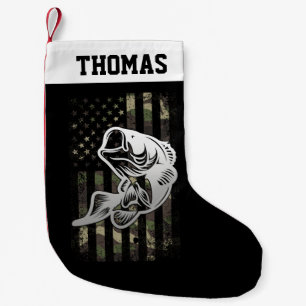 Personalisierte Camouflage USA Flaggenfischerei Kleiner Weihnachtsstrumpf