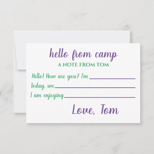 Personalisierte Camp-Notecards für Jungen Dankeskarte (Vorderseite)