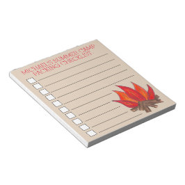 Personalisierte Campfeuer Sommerlager-Verpackungsl Notizblock