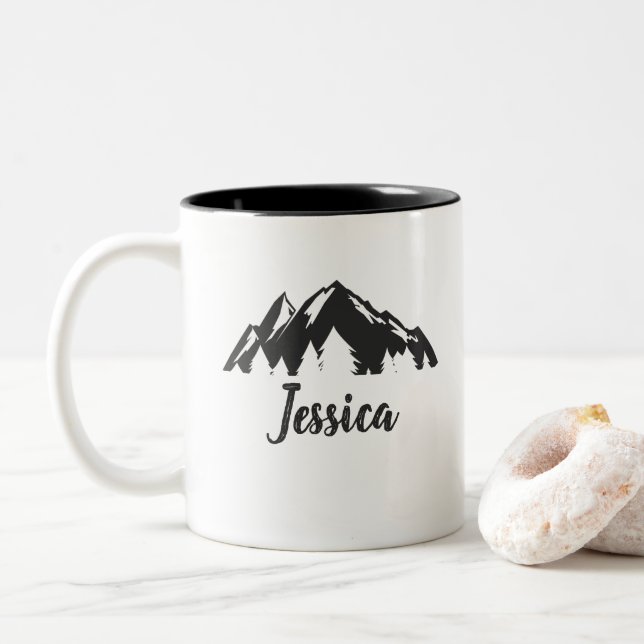 Personalisierte Campfire-Tasse Zweifarbige Tasse (Mit Donut)