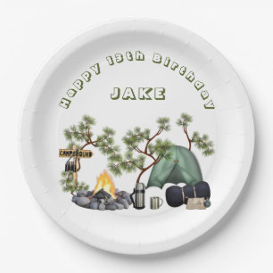 Personalisierte Camping Geburtstagsservietten Pappteller