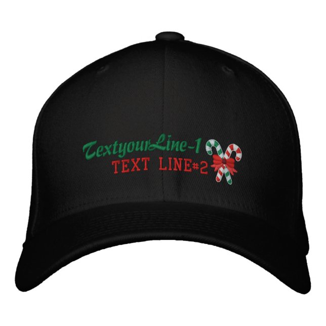 Personalisierte Candy Canes für den Urlaub Bestickte Baseballkappe (Vorderseite)