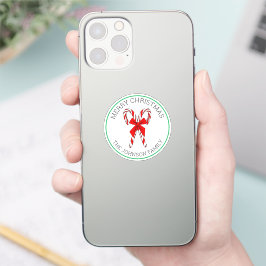 Personalisierte Candy Canes und Bow Weihnachten Aufkleber