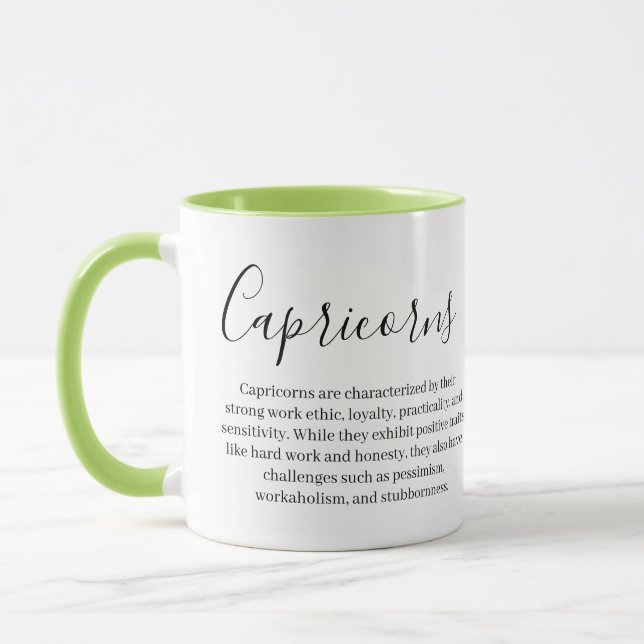 Personalisierte Capricorne Zodiac-Zeichen und Merk Tasse (Links)