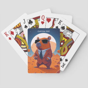 Personalisierte Capybara mit Anzug auf Mars Spielkarten