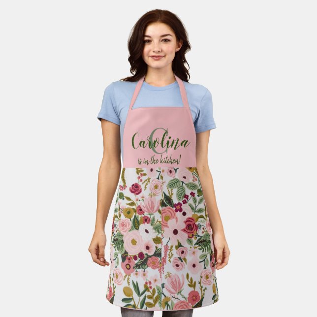Personalisierte Carolina Floral Schürze (Getragen)