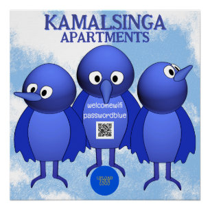 Personalisierte Cartoon Blaue Vögel Himmel Poster